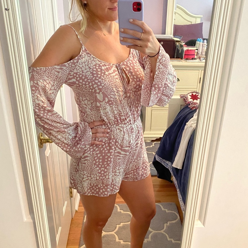 Pink Patterned Romper size Small